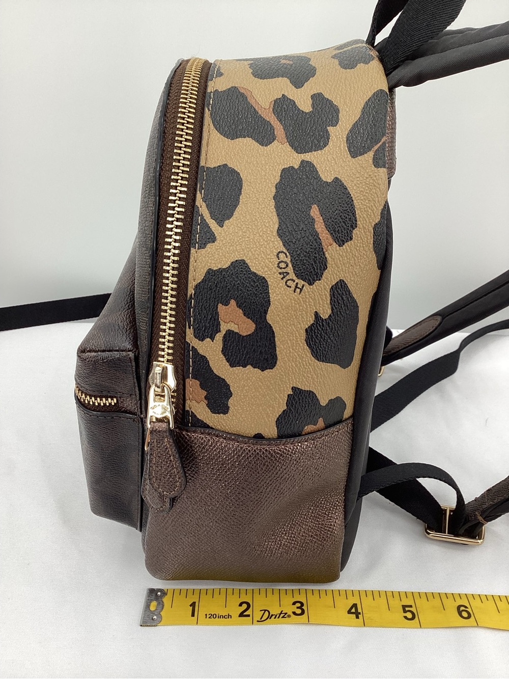 Coach Charlie Dark Mini Backpack Brown Signature Coated Canvaswith Gold Hardware - Picture 8 of 11